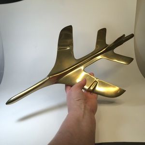 Vtg Abstract Brass Airplane Plane, Aviation Figurine 18" x 11"